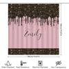 Shower Curtain Custom Name Color Glitter Gold Dripping Design Waterproof Fabric Pink Shampoo Bath Mat Decoration Ho