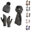 Women's And Men's Winter Fashion Warmth Cute Hat Scarf Gloves Casual Three Piece Set