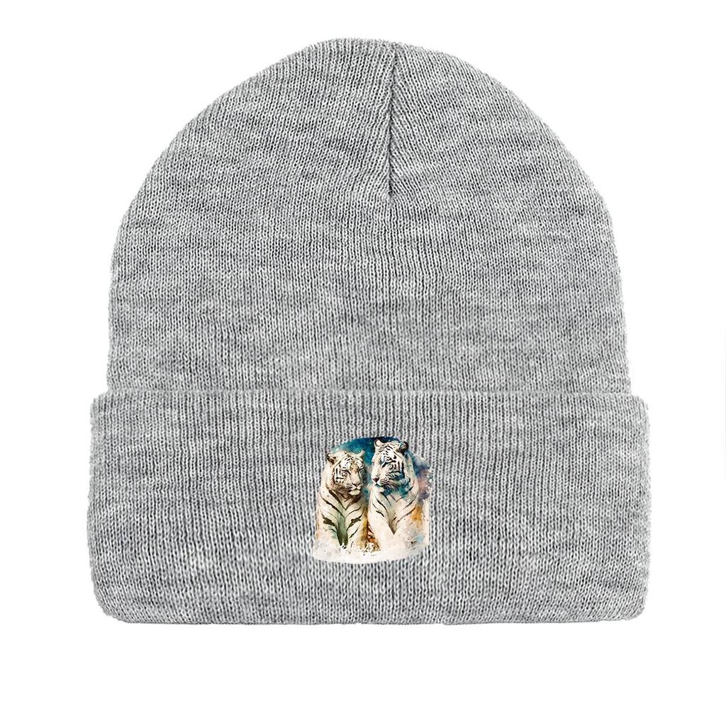 Tiger Lovers Warm Knitted Hat Beanie, Animal Skullies Beanies Autumn Elastic Simple Bobble Hat Knit Cap Beanie