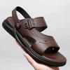 Summer New Beach Shoes Men's Sandals, Leather Breathable Open-toed Sandals Dual-purpose Men's Shoes Casual Cowhide Sandals