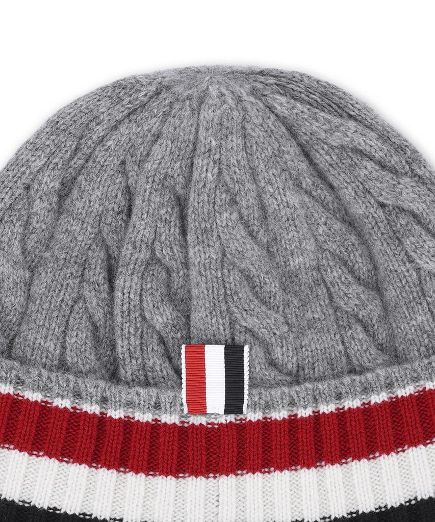 Tombeulaun Merino Wool Rwb Striped Cable & Rib Beanie - Light Grey / Mkh107Ay1005055