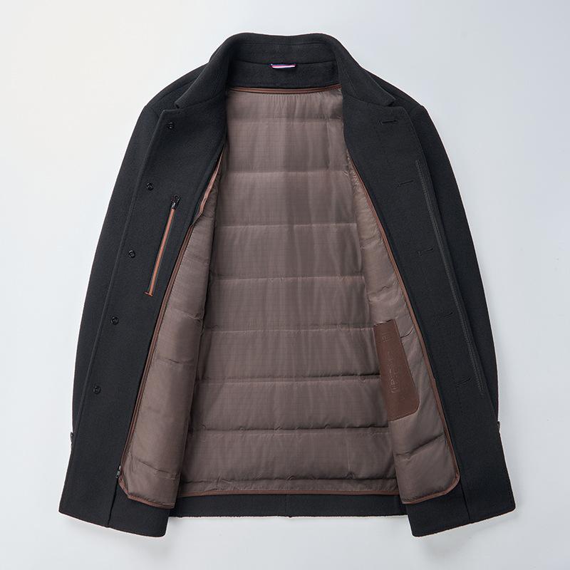 High-end Double-sided Cashmere Coat for Men, Middle-aged and Elderly Dads, Woolen Woolen Coat, Mid-length Down Liner Top