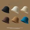 High-end Wool Bucket Hat for Women In Autumn and Winter Small Solid Color Fisherman Hat with Face Simple Plus Velvet and Thickened Warm Basin Hat