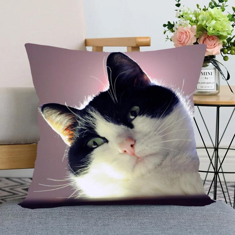 Милая Подушка-Наволочка Для Подушки С Изображением Животного Для Автомобиля, Дивана, Дома, Подушка С Принтом Кошки