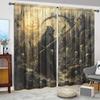 2pcs Death Skull Print Curtain for Home Decor - Rod Pocket Window Treatment for Bedroom, Office, Kitchen, Living Room, and Study