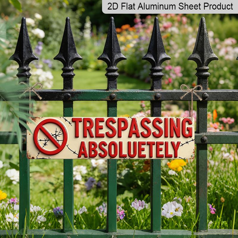 2D Flat, 1pc Vintage No Trespassing Aluminium Decorative Sign - Retro Wall-Mounted Plaque Suitable for Home, Garage, Bar, Cafe Decor - / Decoration