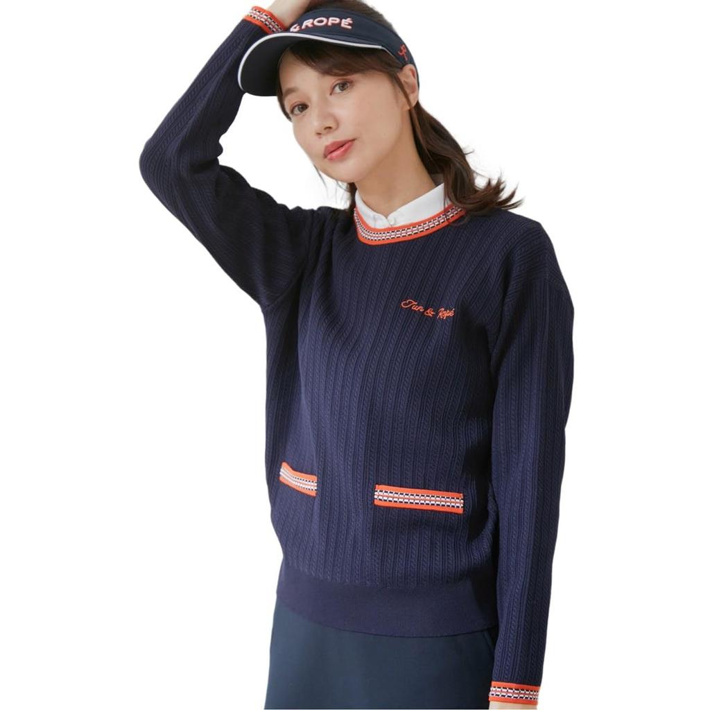Jun Rope Knit Pullover with Mini Cable Pattern and Long Size 40 & Women's Sleeves,