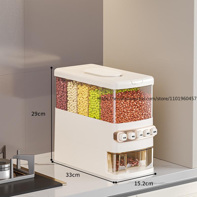 Контейнеры для хранения зерна пищевого качества, Защищенные от насекомых, Влагонепроницаемые, Герметичные коробки, Домашнее ведро для риса с разделителями для зерна, круп