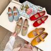 Korean Version of Round Head Light Mouth Shoes Suede Ballet Shoes 2025 Spring Buckle Belt Mary Jane Flat Bottom Evening Shoes Ladyshoes