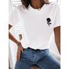 Simple Rose Flower Printing Tops T-Shirts For Womens Fashion Casual Soft Short Sleeve Loose Tees Comfortable Clothes
