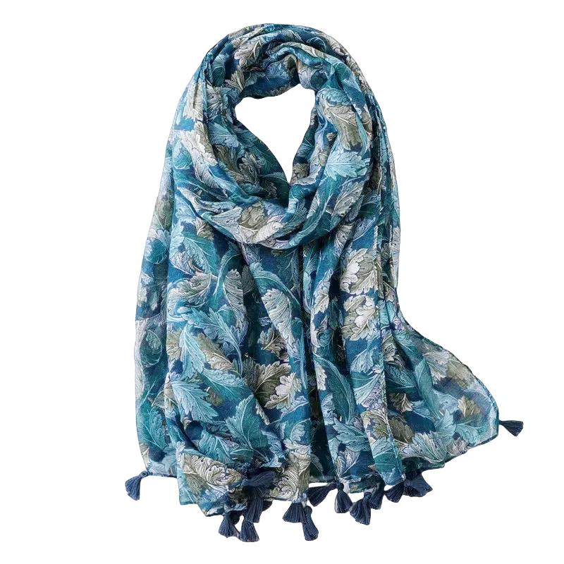 Lightweight Scarves Fashion Flowers Print Women Cotton Wrap Scarf Head Shawl Summer Gift