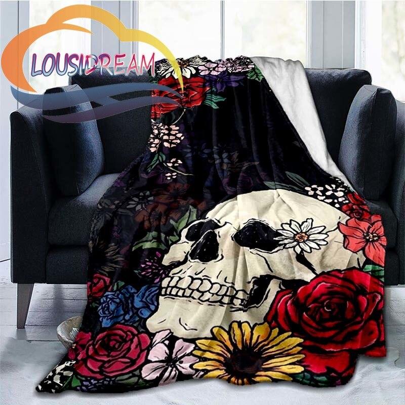 Одеяло с розовым черепом, покрывало для кровати, одеяло из микрофибры с цветным черепом для детей и взрослых, дорожное одеяло для взрослых