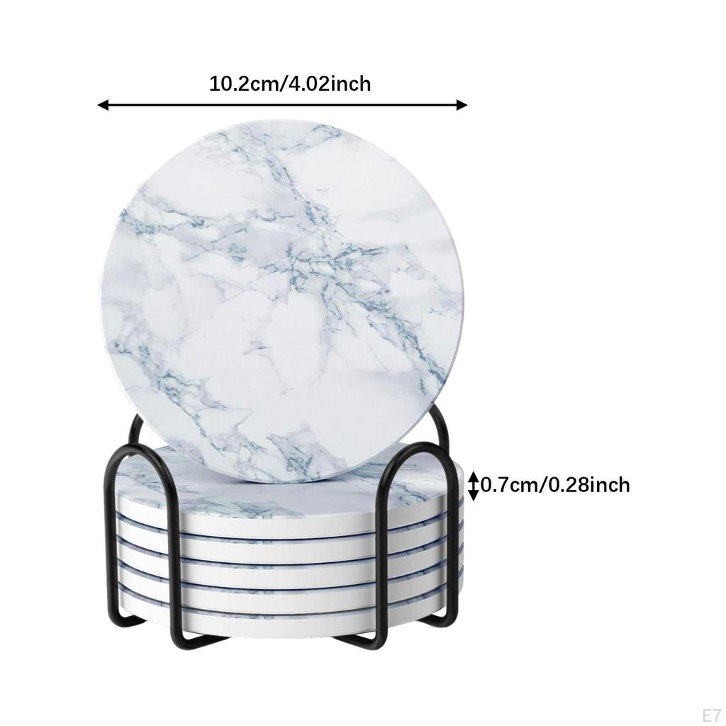 6 шт. Керамическая подставка под стакан с держателем 4 дюйма с пробковой задней частью для кофейной кружки, защита столешницы