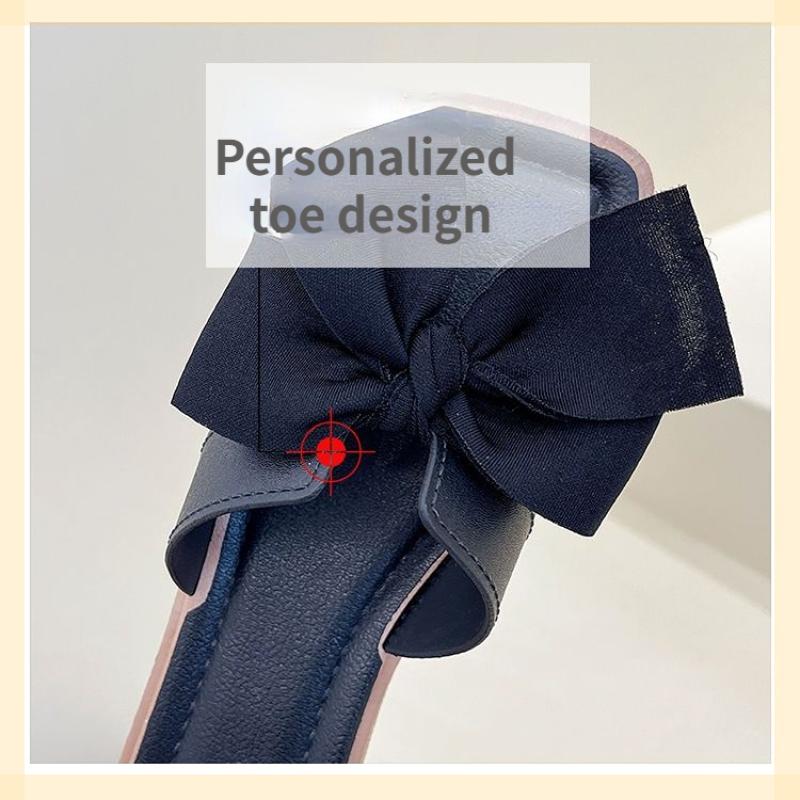 Women's Summer External Slippers Flat Bottom Bow Tie Slippers Anti-slip Beach A Flip-flops Slippers