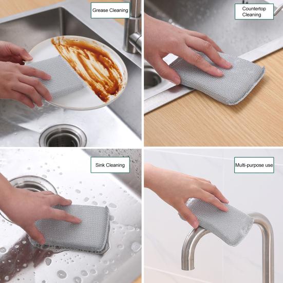 Yousheng 5 шт. ткань для мытья посуды, не царапающая губка, мягкая, гибкая, многоразовая, многоразовая, скруббер, инструмент для очистки твердых поверхностей