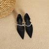 238-1 French Pointed Hollow Low-heeled Single Shoes, New Xiaoxiangfeng Word with Rhinestone Chain Flat-soled Single Shoes Women