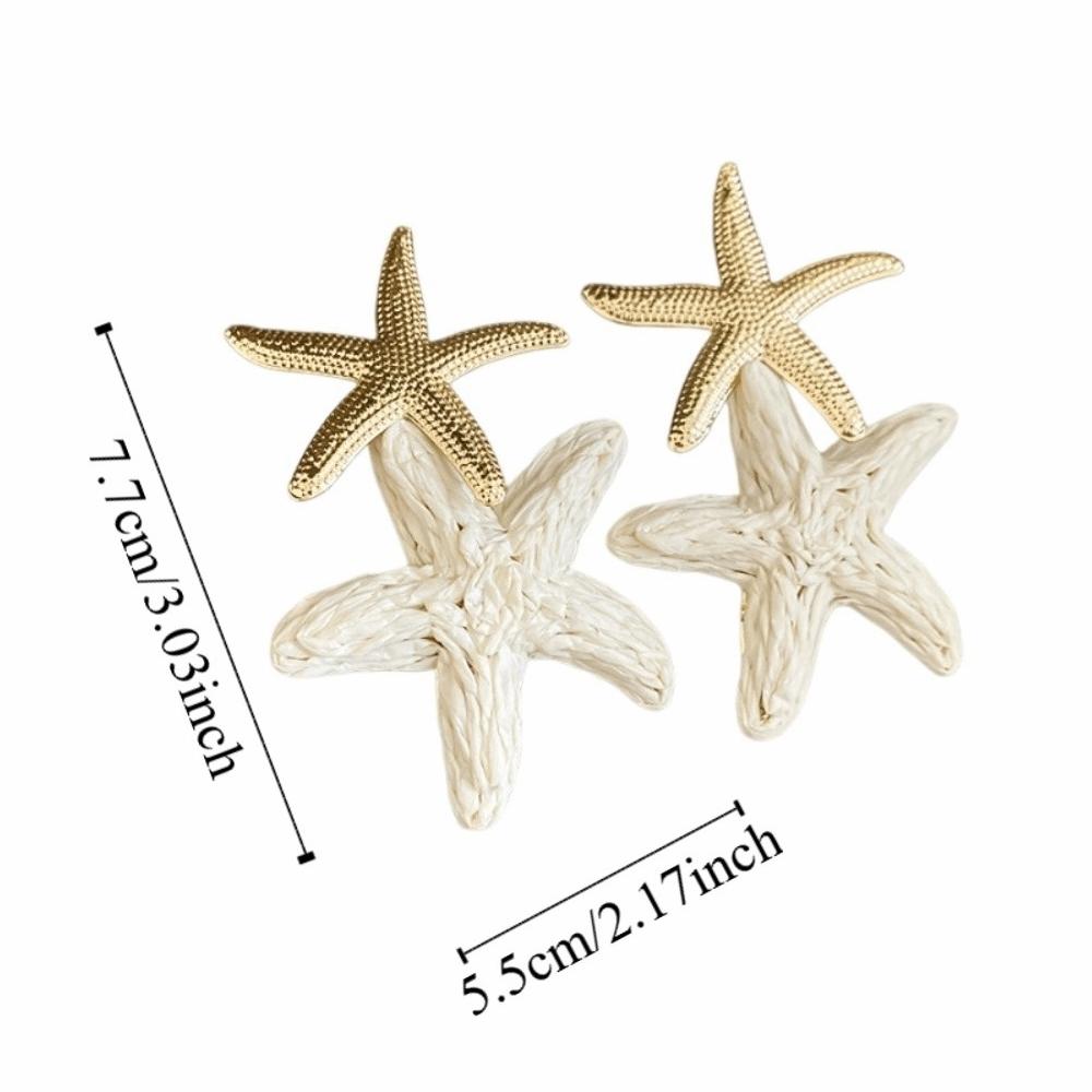 Raffia Grass Starfish Earrings Personality Star Dangle Earrings Starfish Ear Pendant Daily