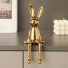 Sitting Rabbit Figurine Long Ears Bunny Resin Statue Sculpture Home Office Bookshelf Desktop Animal Decoration Ornament