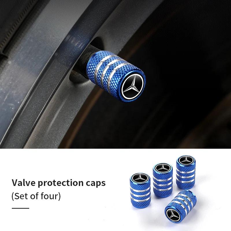 2025 Hot 4pcs Car Tire Stem Valve Caps Dustproof Caps Cover Accessories For Benz W211 W124 W176 W177 C180 C200 C260 C300 GLC CLE