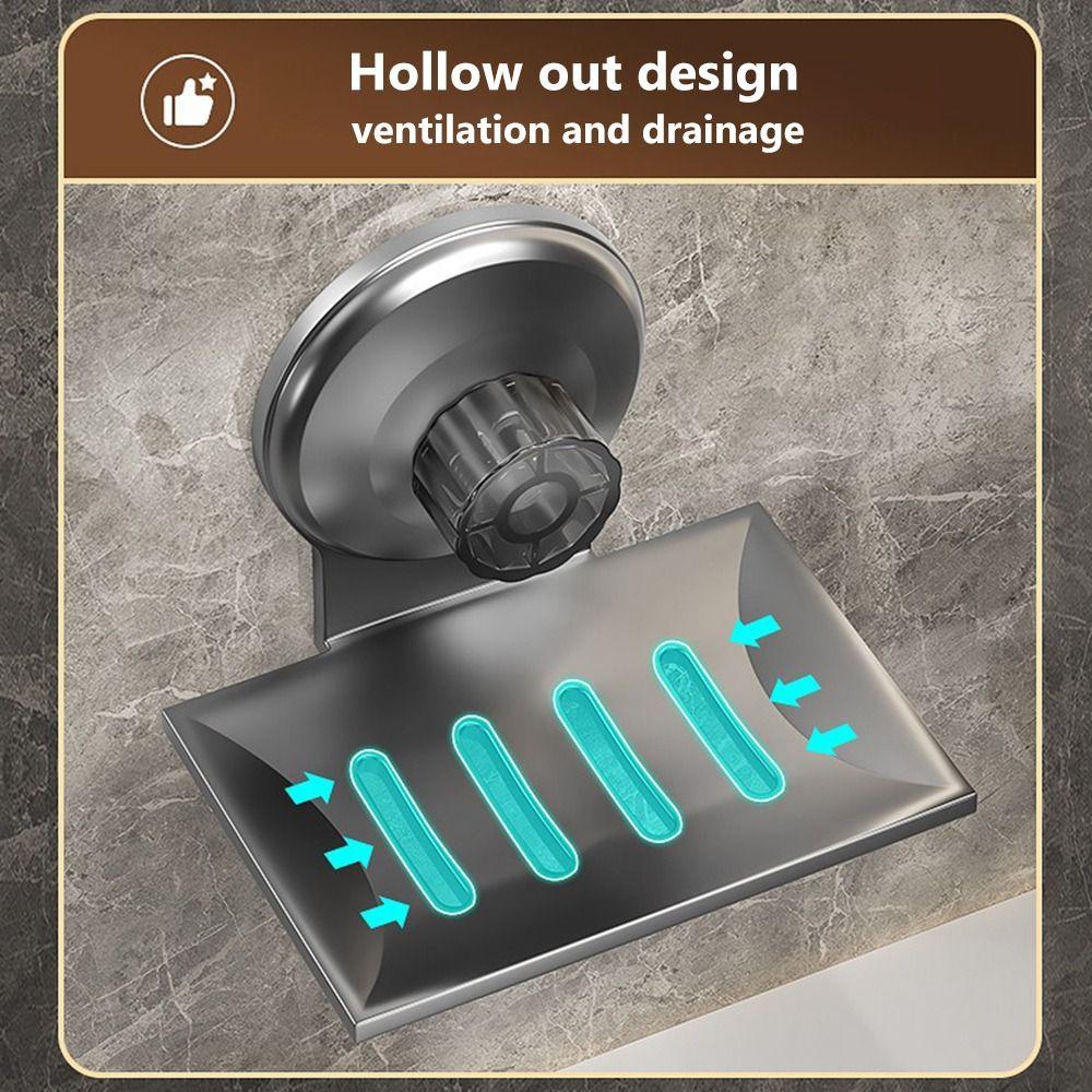 Metal Soap Dish Suction Cup Soap Container Tray Storage Rack  Bathroom Kitchen Sink Organizer