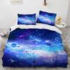 Galaxy Planet King Queen Duvet Cover Universe Sky Bedding Set 3D Blue Earth Outer Space Astronomy 2/3pcs Polyester Quilt Cover