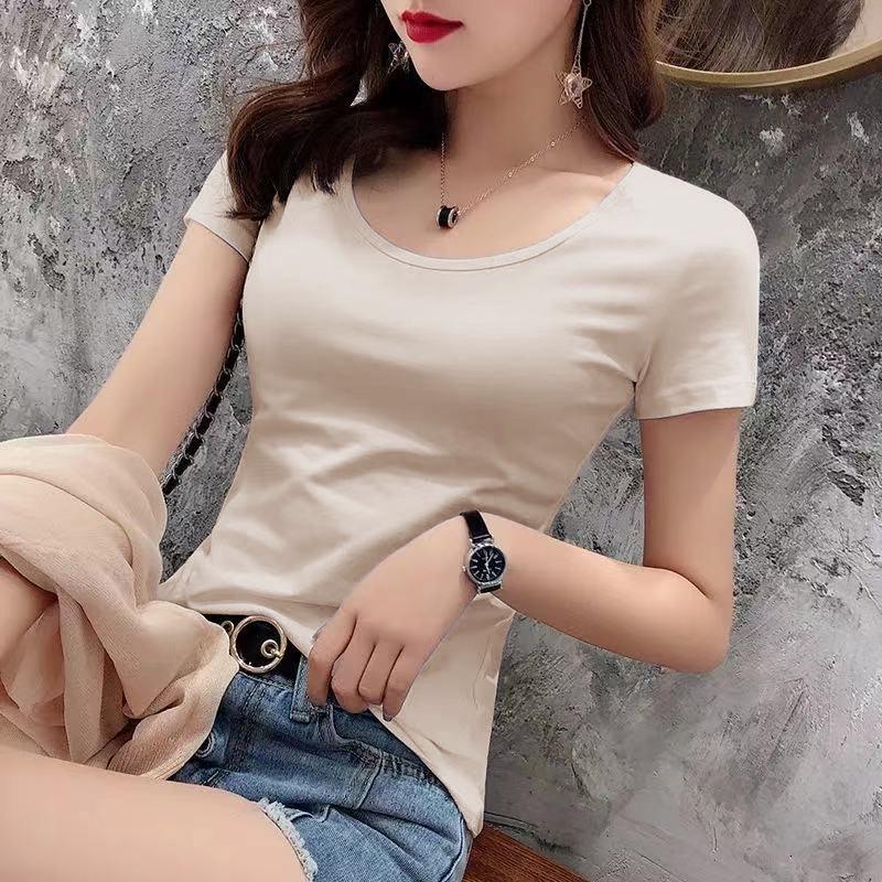 Женская летняя модальная приталенная футболка большого размера с коротким рукавом черного цвета