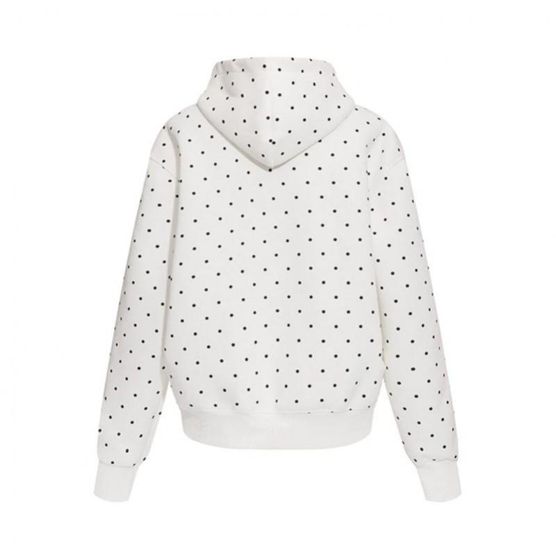 American Retro Polka Dot Letter Print Hoodie Loose Zip-Up Sweatshirt Streetwear