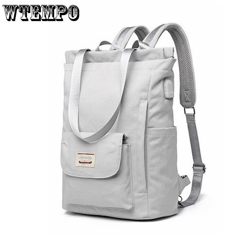 WTEMPO Модная женская сумка через плечо, простой стиль, повседневный рюкзак для ноутбука большой емкости, чистый цвет