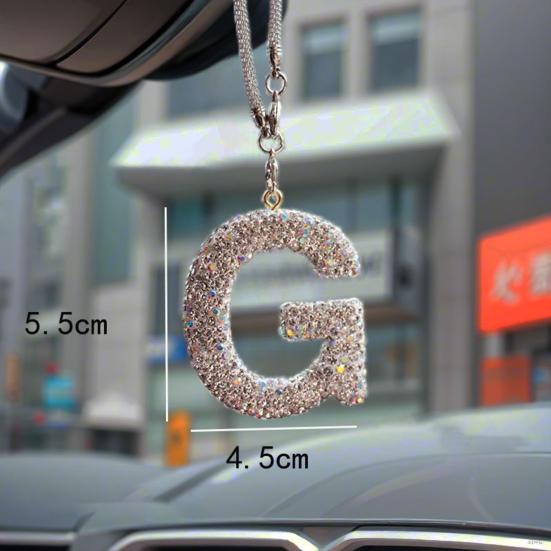 Блестящая подвеска в виде буквы автомобиля, подвеска в виде буквы из искусственного кристалла, подвесное зеркало заднего вида для автомобиля, украшение в виде алфавита со стразами для автомобильного дерева, аксессуар