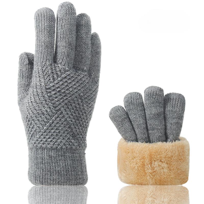 1 пара женских зимних перчаток для сенсорного экрана, теплые перчатки с полным пальцем, утолщенные трикотажные рабочие перчатки для велоспорта