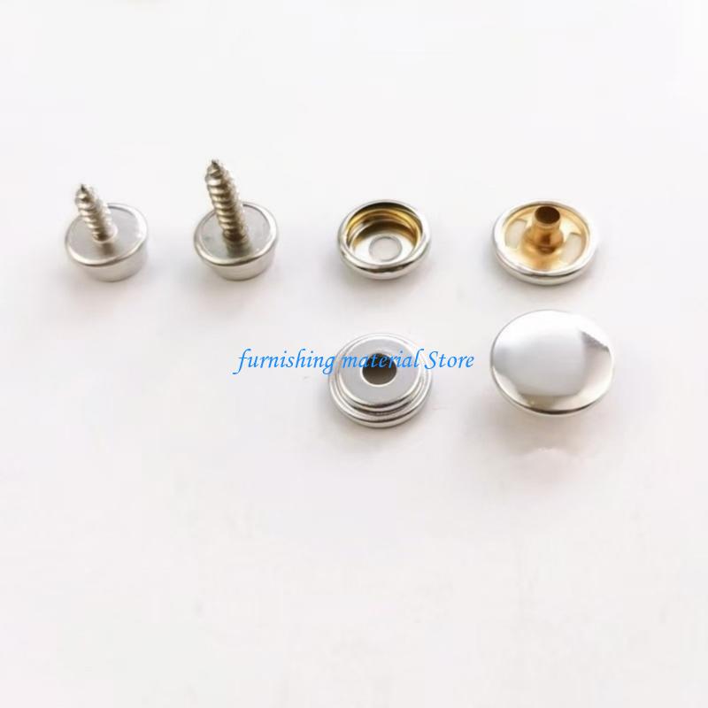 Y5GD 50Pcs Snaps Button Stainless Steel Screw Fastener Studs Cap Fixing Sewing