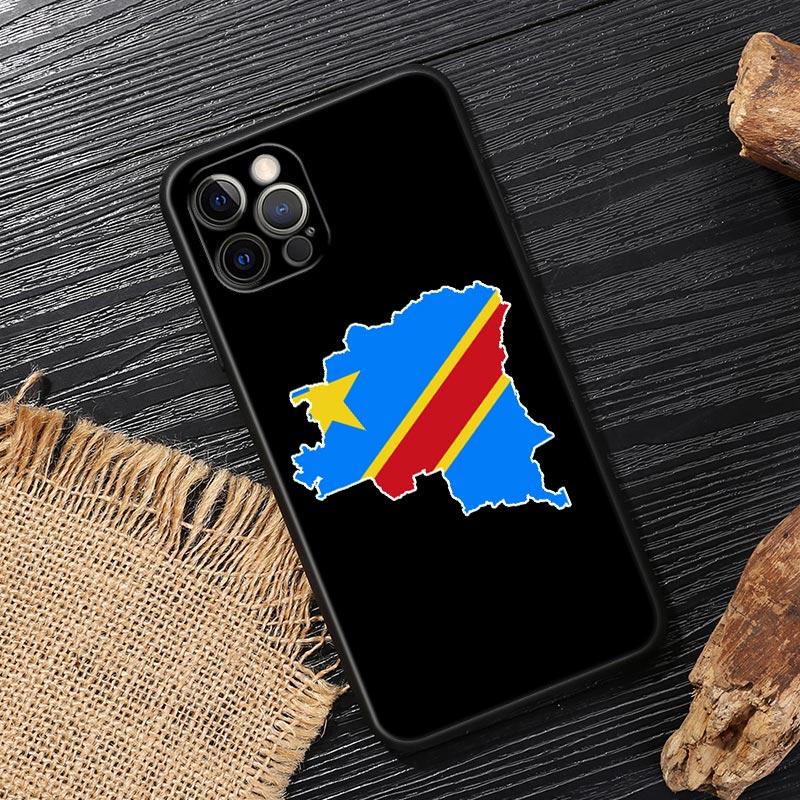 Демократическая Республика Конго Флаг Черный Чехол Для Apple iPhone 15 13 14 12 11 Pro Max Mini XS X 7 8 15 Plus Чехол Мягкие Fundas