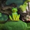 Garden Miniature Frog Statue Indoor Outdoor Sitting Frog Figurine Resin Cartoon Animal Sculpture Flower Pot Microlandscape Decoration Ornament