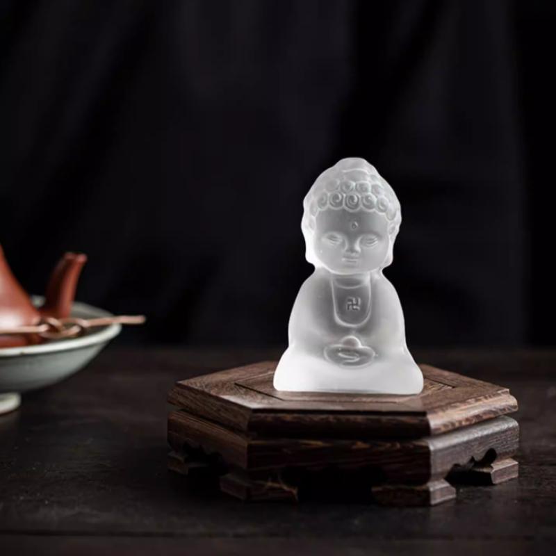 Стеклянная фигурка ручной работы Чайный питомец Дзенский монах Скульптура Осознанность Декор для любителей чая Уникальная идея для подарка