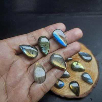Целебный натуральный многоцветный яркий лабрадорит, груша, россыпь, кабошон, лот