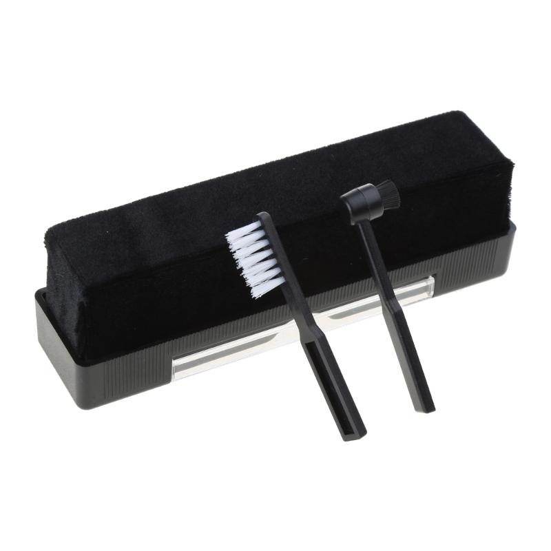 1 Set Carbon Fiber Velvet Anti Static Clean Brush Cleaner Remover for Phonograph Turntable LP Vinyl Records Cleaning Kit