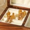 Евро-американский стиль Титановая сталь Кольцо 18K золото Нержавеющая сталь Жемчужная цепочка Кисточка Открытое кольцо для женщин