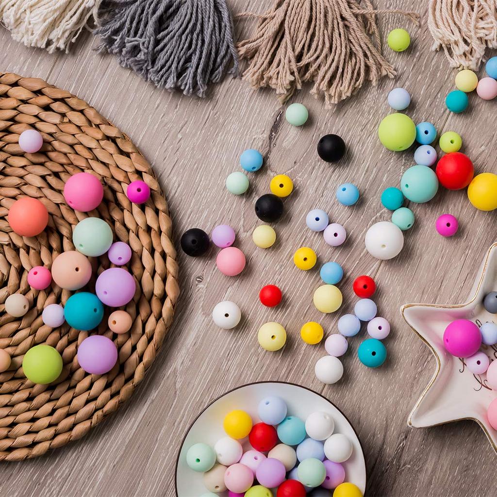 Силиконовые смешанные круглые шарики Promise Babe, можно стерилизовать, аксессуары для рукоделия, товары для рукоделия, бусины, цвета, 15 мм/100 штук, бусины, силикон,