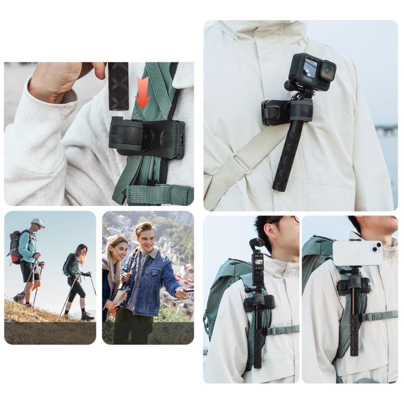 Magnetic Quick Detach Aluminum Alloy Backpacks Clip For Major Action Camera IPX4 Waterproof Design