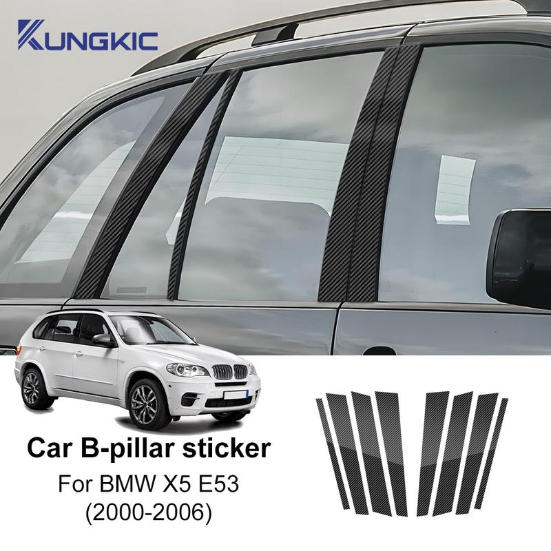 For BMW X5 E53 2000 2001 2002 2003 2004 2005 2006 Car Window Door Column B Pillar Glossy Black PC Sticker.