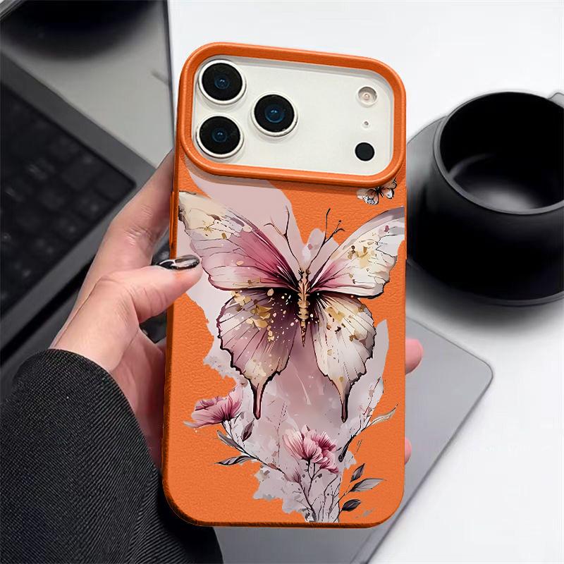 Креативный чехол для телефона с принтом бабочки для iPhone 17 Pro 17 16 15 14 13 12 Pro Max 11 Air 16e Текстура кожи ТПУ Противоударный чехол