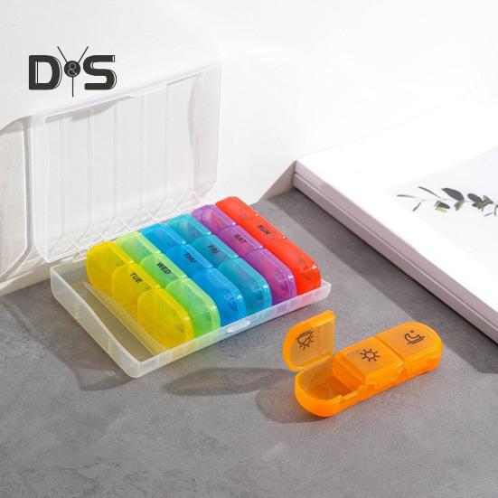 Box Organizer Storage Pill Weekly Food Grade Bpa Free Large Capacity Multiple Compartments Dustproof Portable Travel Pill Box