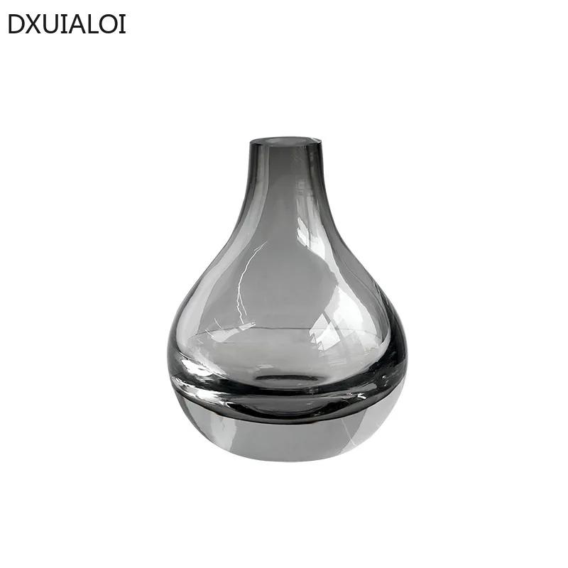 DXUIALOI Nordic Creative Colored Transparent Glass Vase Housewarming Gift Home Living Room Flower Arrangement Vase Decoration