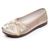 Old Beijing Satin Cloth Shoes Ethnic Style Embroidered Shoes Ancient Style Flat-soled Hanfu Shoes Soft-soled Non-slip Cheongsam Women's Shoes