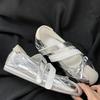 Leather Version~ Sports Ballet Shoes Women's Bow Velcro Silver Mary Jane Shoes Women's Single Shoes