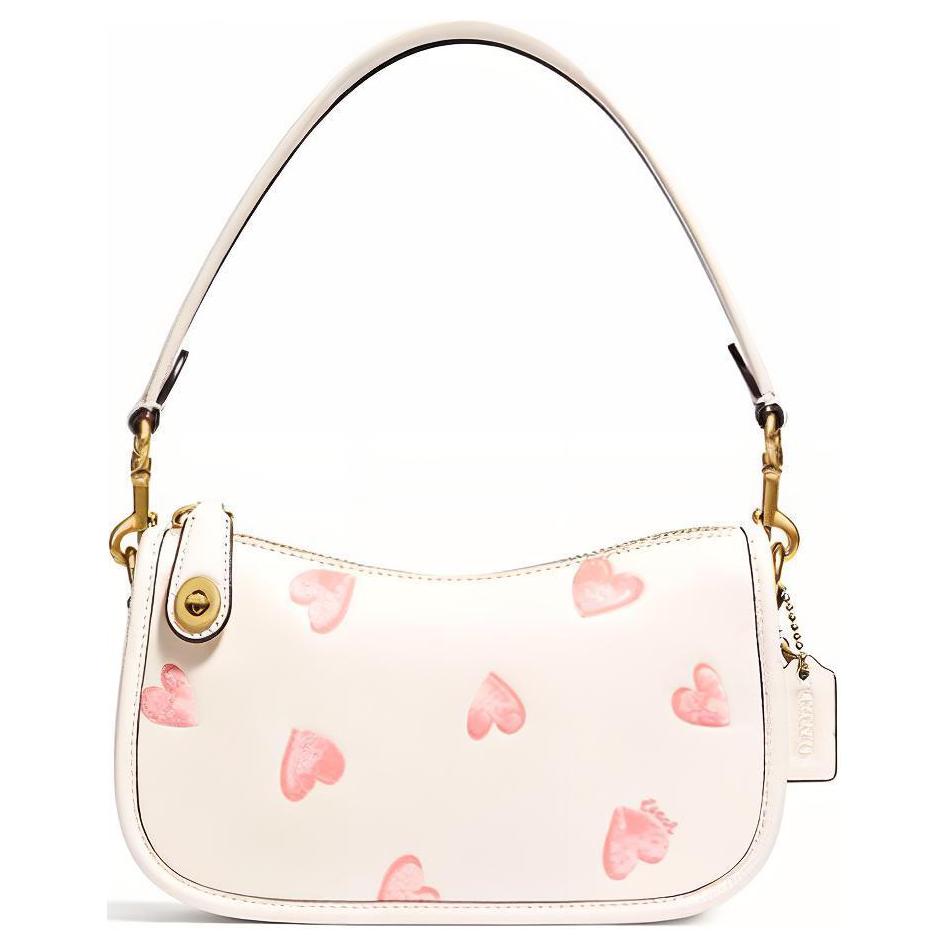 Coach Swinger 20 Versatile Sweetheart Pattern Brass Hardware Leather Tote Bag Women tote bag Pink White C3936-B4HA