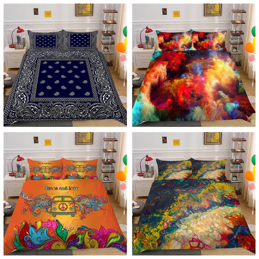 3D High-definition Digital Printed Bedding Set with Colored Geometric Patterns, 2 or 3 Soft Zippered Pillowcases for Home Decoration