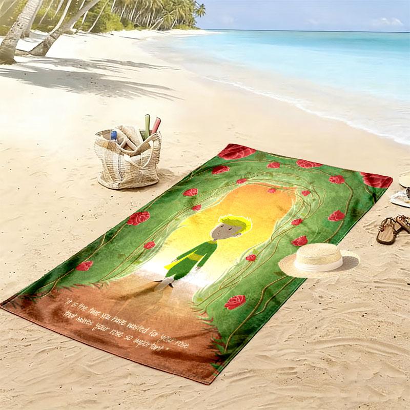 Little Prince Star Print Beach Towel, Large Soft Quick Dry Towel for Beach Camping Swimming