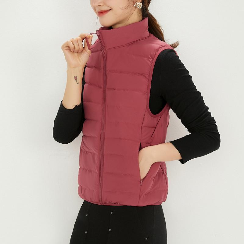 Женский флис женский жилет со стойкой воротником бесшовный резиновый пуховик жилет большого размера куртка осень и зима