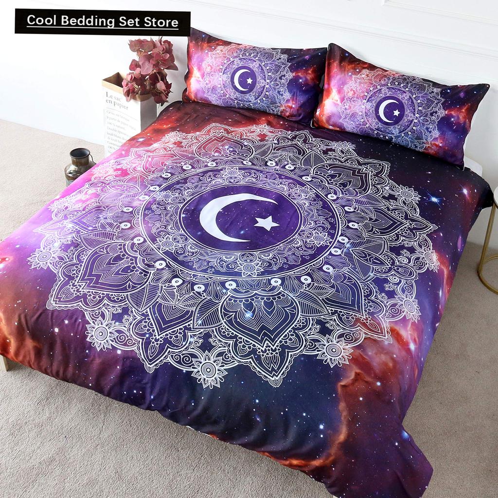 Комплект постельного белья Psychedelic Boho Luxury 2/3 шт. с наволочкой King Mandala пододеяльник Queen одеяло покрывало полиэстер пододеяльник